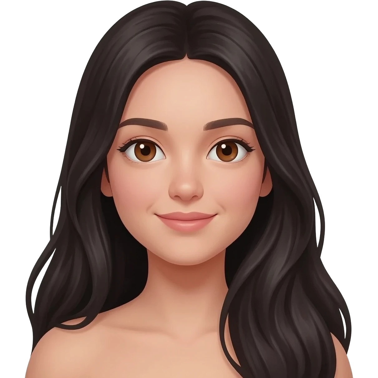 girl with long black hair and brown eyes emoji