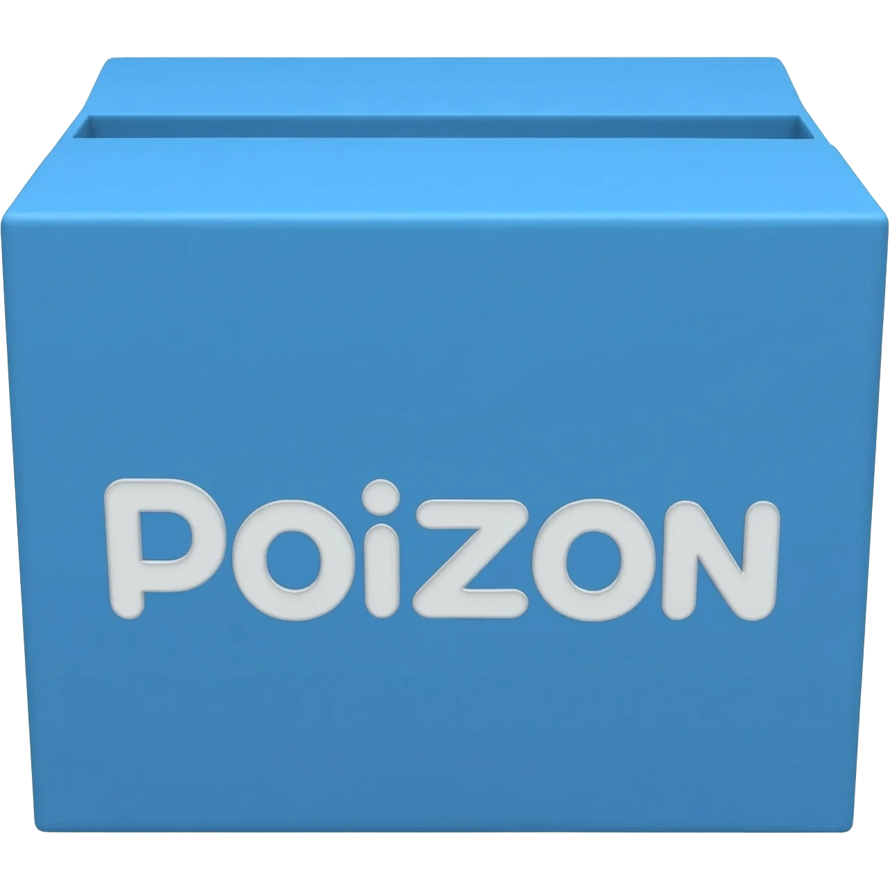 POIZON голубая коробка с надписью emoji