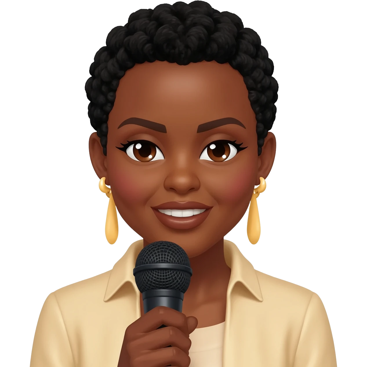 Gonemili Grace chante avec un micro en main emoji