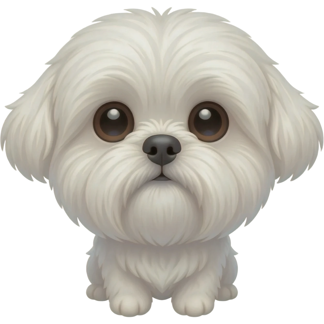 White Shih tzu round head looking up emoji