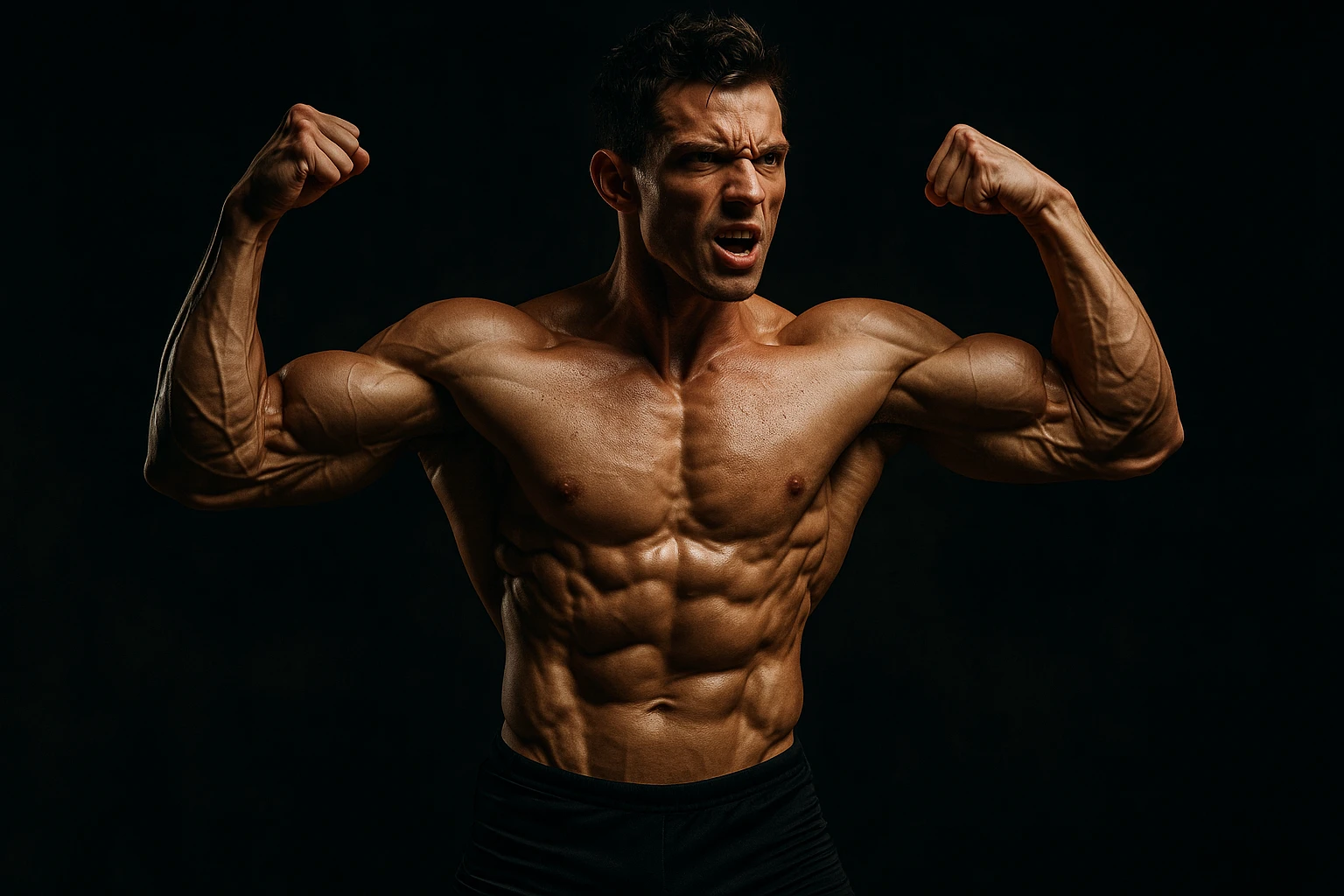 bodybuilding è lo sport simbolico della vemenza, forza, potenza, estetica, iperrealistico cinematografico 4k, l'uomo non farlo troppo tozzo, ma muscolo e slim emoji
