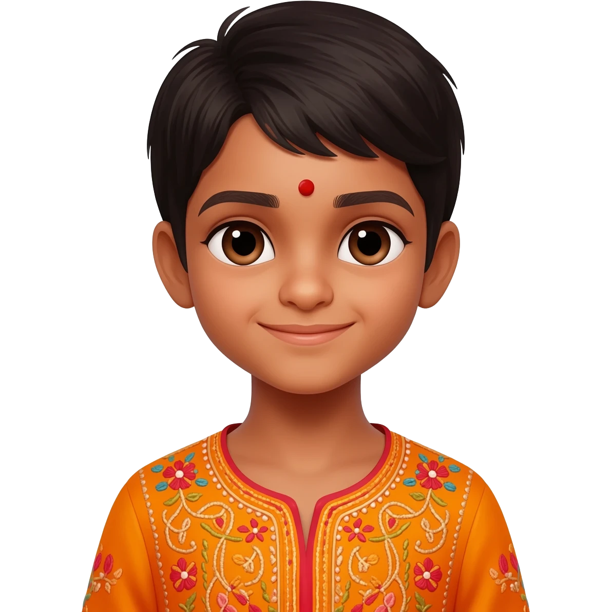 indian kid with red dot on forehead emoji