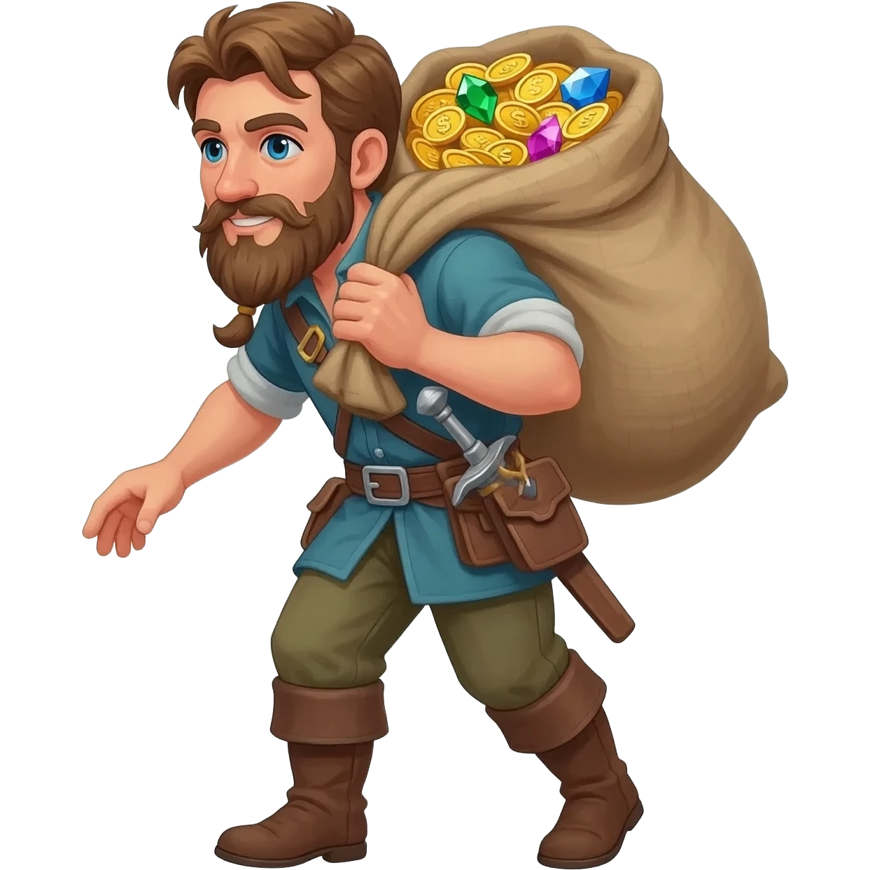  парень несет мешок с драгоценносями за спиной во весь рост  emoji