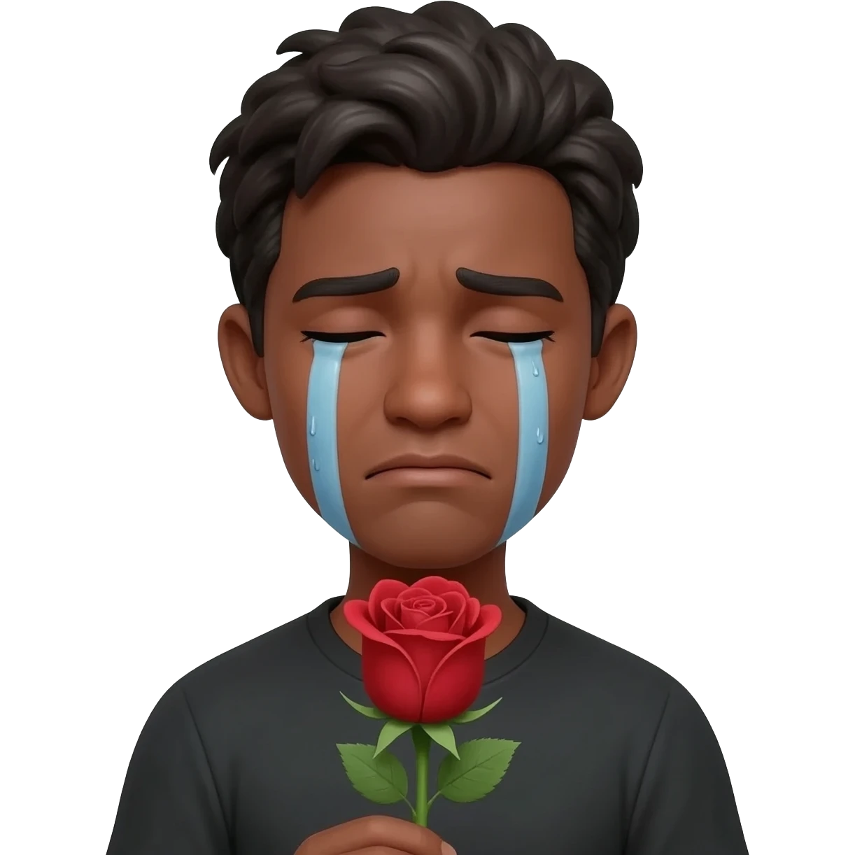 Crying + hand rose emoji