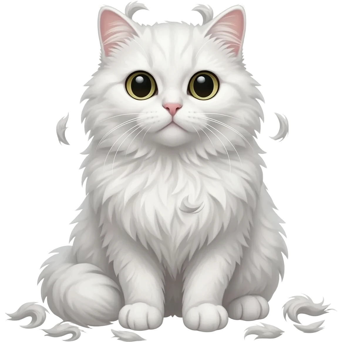 A FLUFFY WHITE CAT IS LOSING HAIR IN CLAMPS emoji