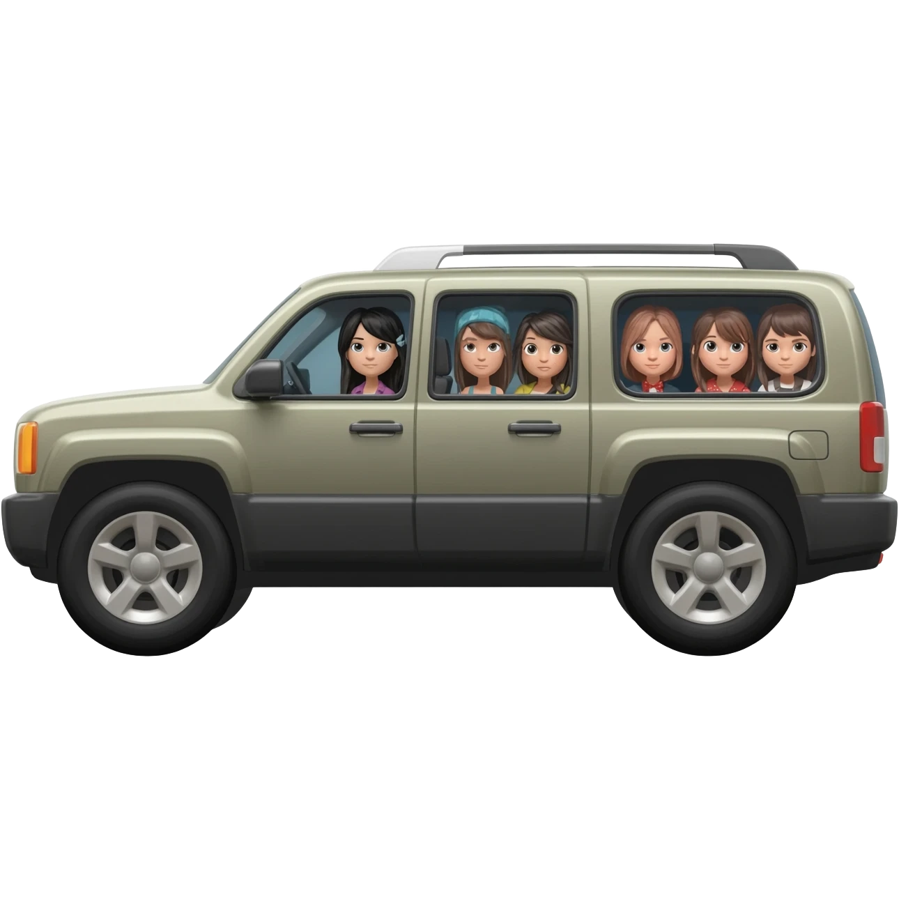 a pretty big SUV, spacious enough to fit several girls in the backseat. emoji