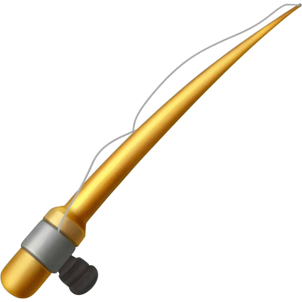 Simple Golden fishing rod with silver fishing line emoji