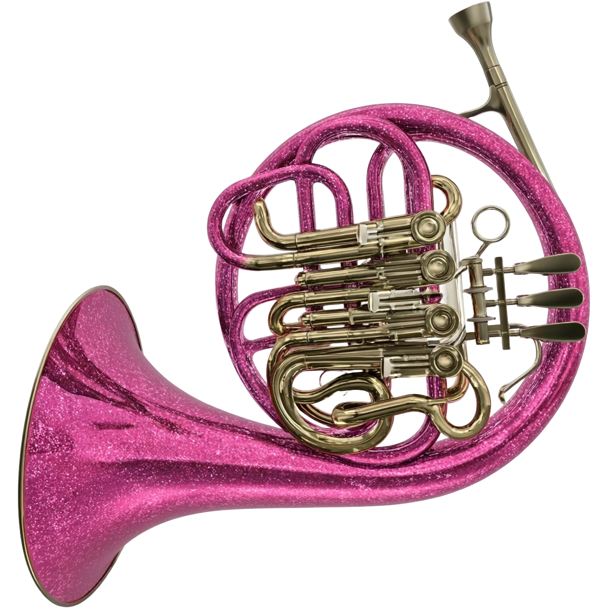 Double sided French horn with glitter and pink emoji