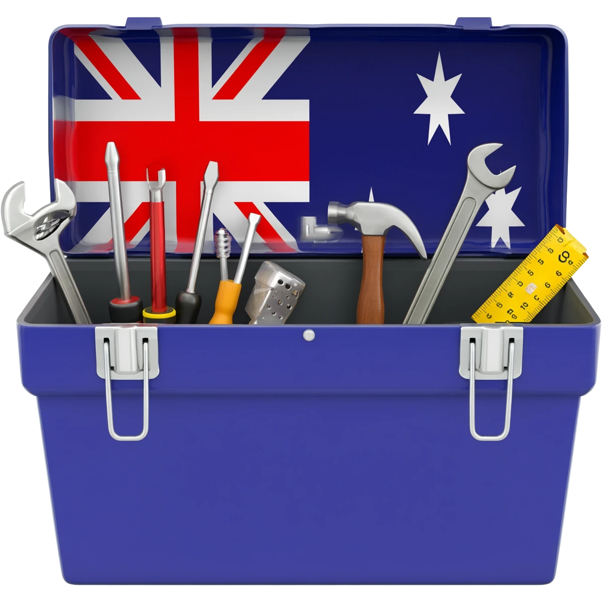 a toolbox front on open, with the australian flag livery emoji