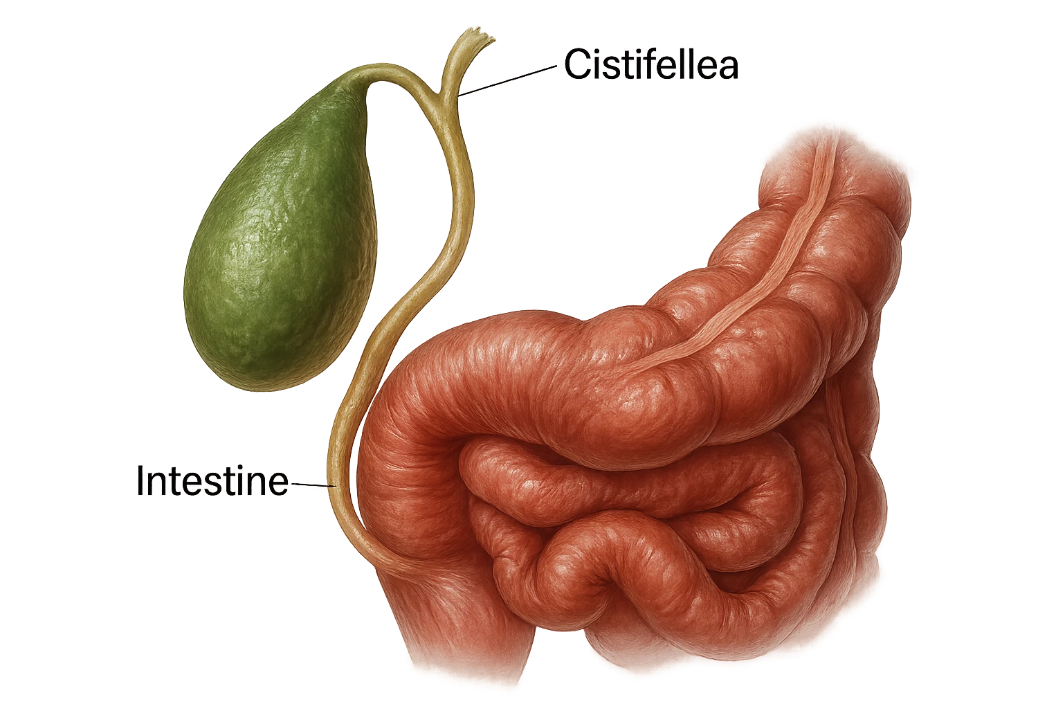 CISTIFELLEA E INTESTINO SONO COLLEGATI NEL DOLORE, iperrealistico 4k emoji