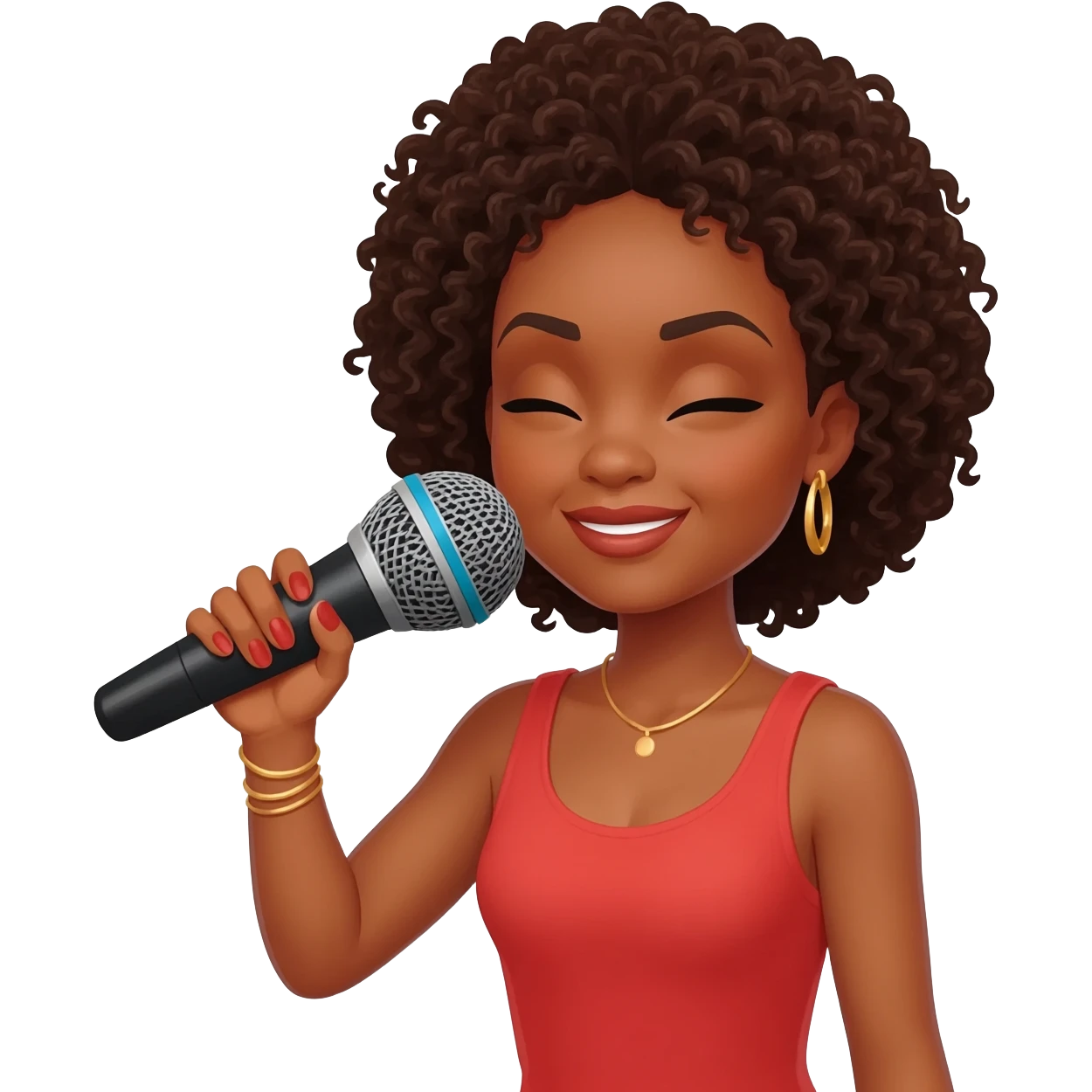 Gonemili Grace chante avec un micro en main emoji
