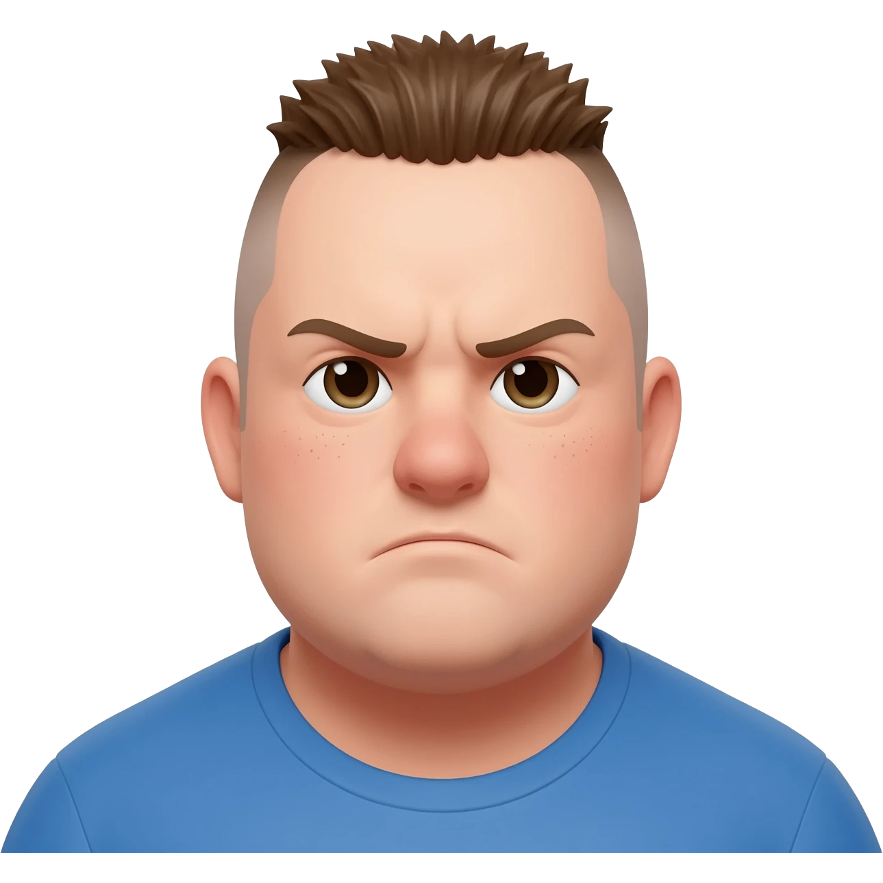 A portly young man with an undercut, looking displeased. emoji