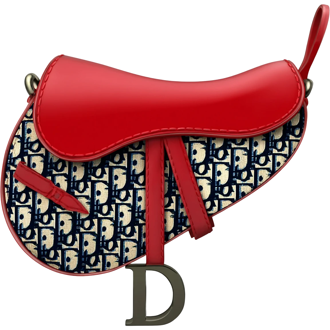 red dior printed saddle bag emoji