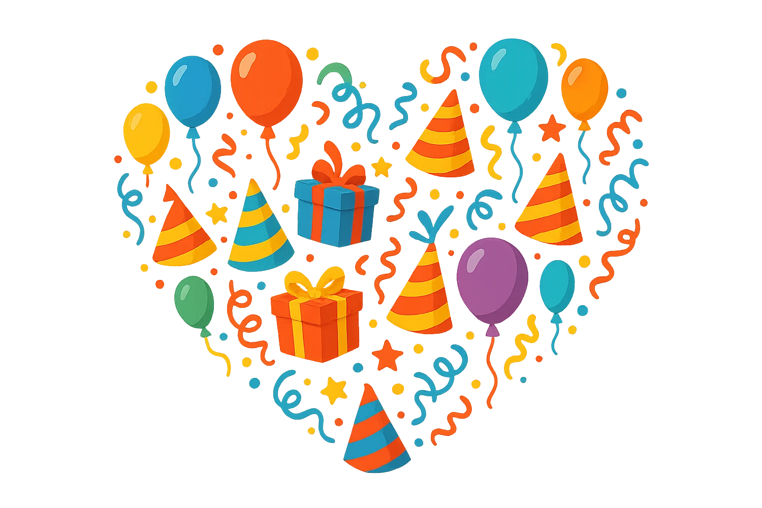 heart with a birthday party theme emoji