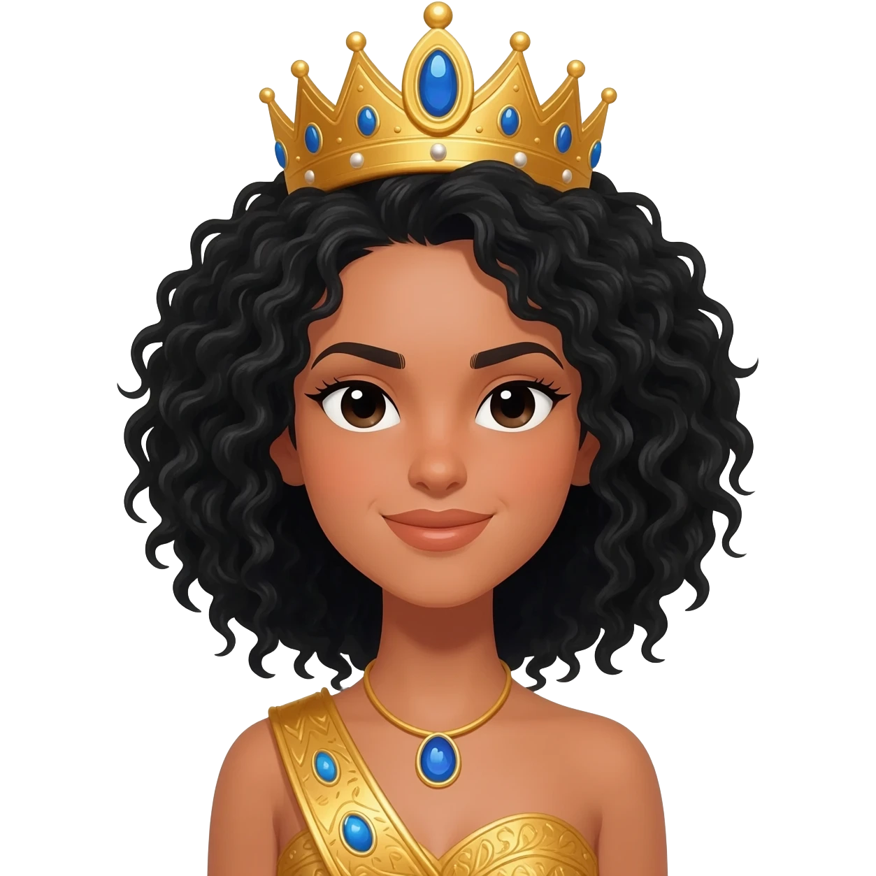 Latino queen with white skincurly black hair emoji