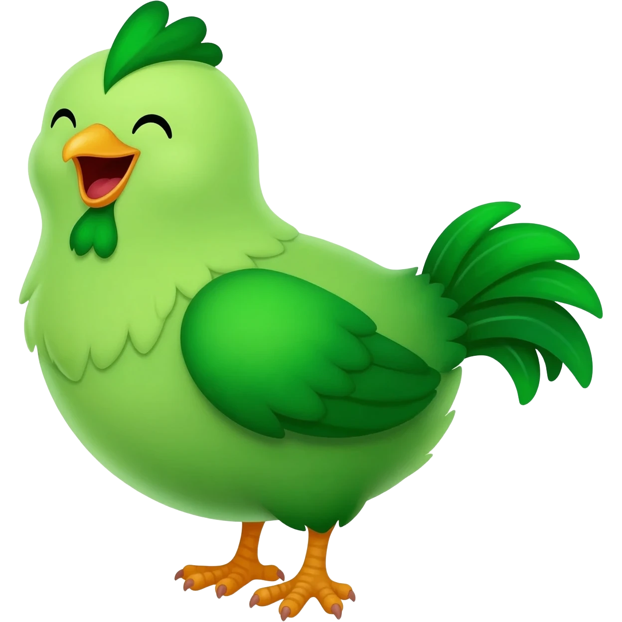 green chick laughing emoji