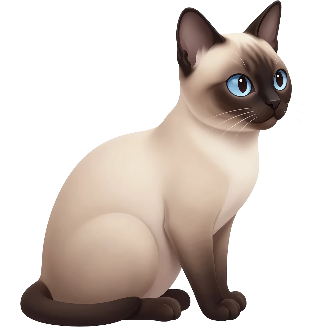 Siamese cat sits and looks to the right emoji