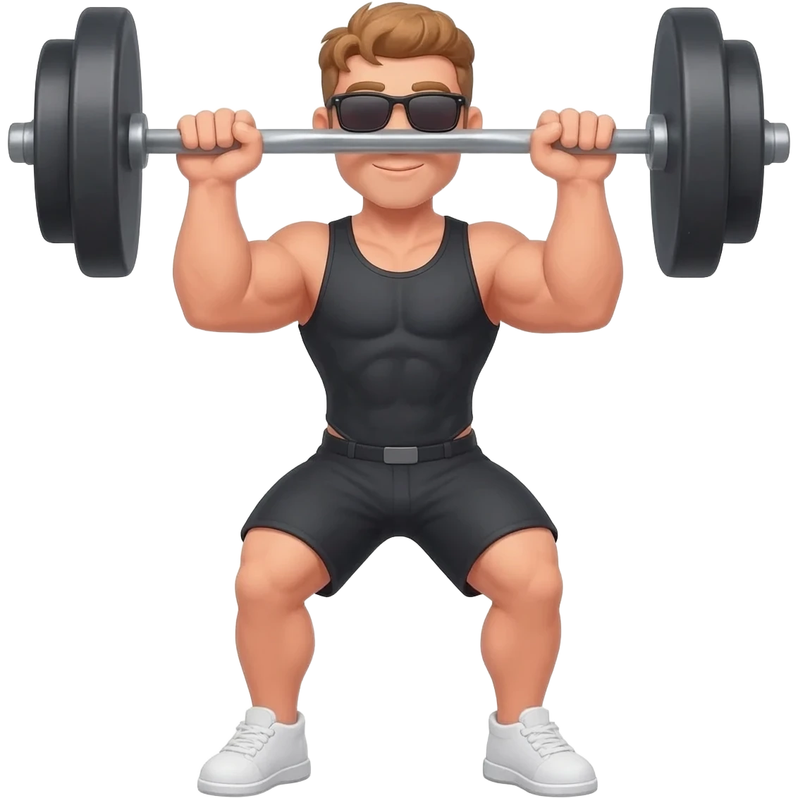 gym guy training muscles light brown hair and sunglasses emoji