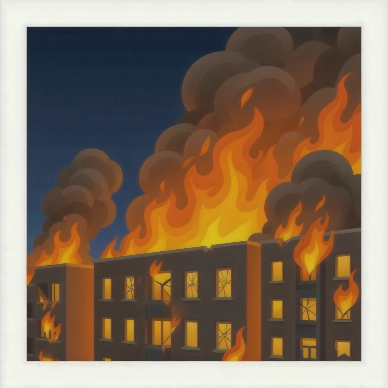 Apartments on fire emoji