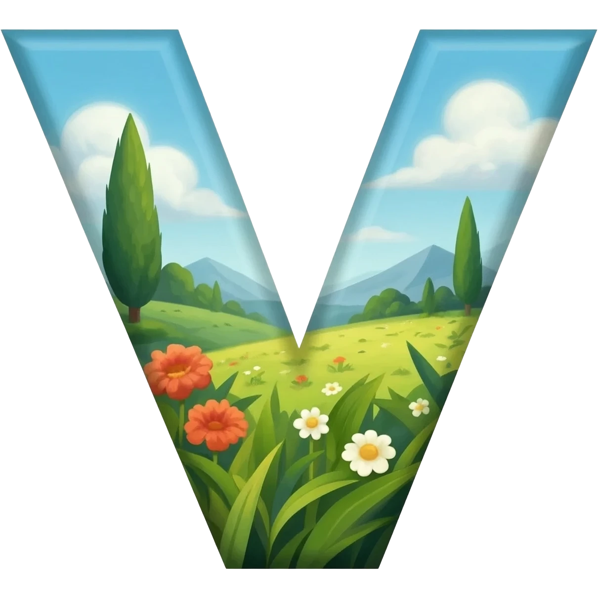 БУКВА V С ИРИСАМИ emoji