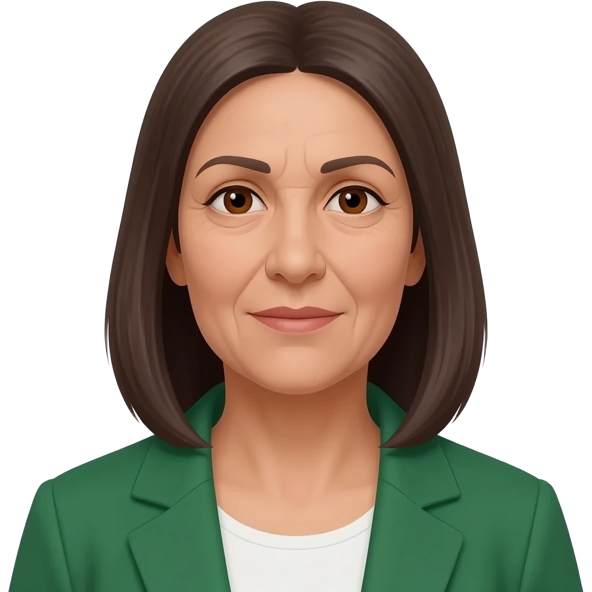 femme algérienne mince peau claire yeux marrons 64 ans cheveux mi longs lisses emoji