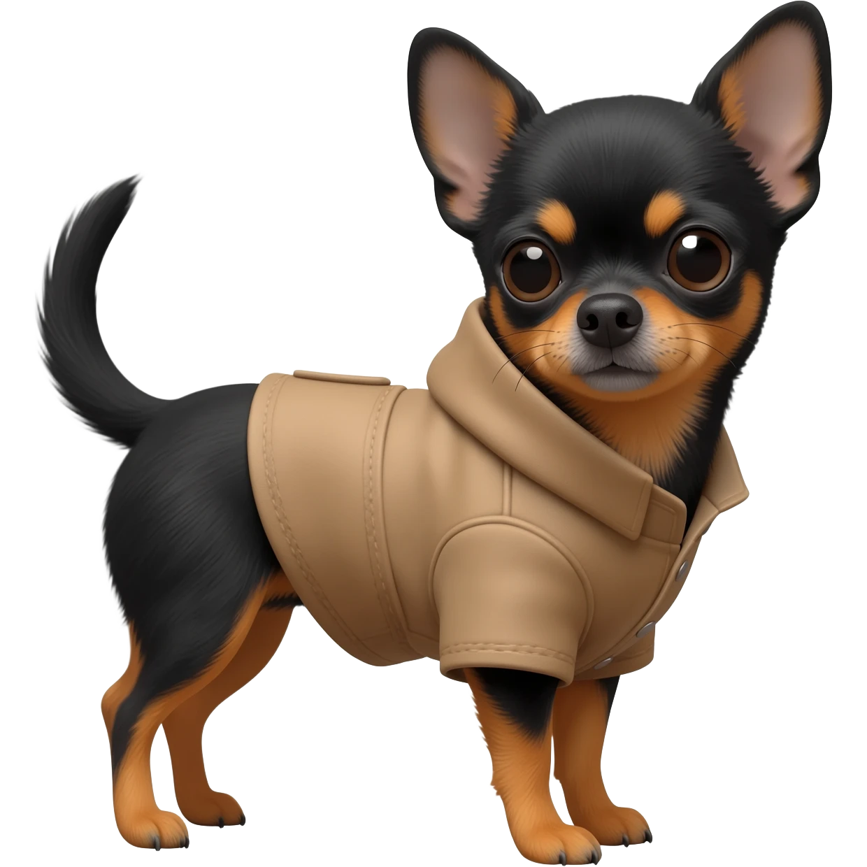 Black chihuahua in a coat emoji