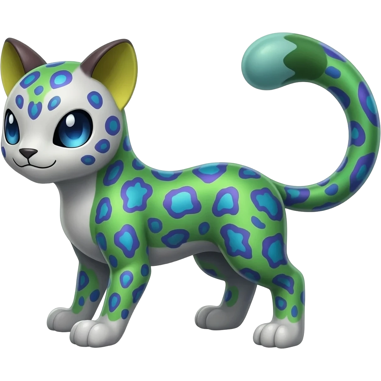 Spooky Colorful Scaley Shiny Liepard-Noivern-Litten-Sprigatito-Pokémon-fusion-creature (full body) emoji