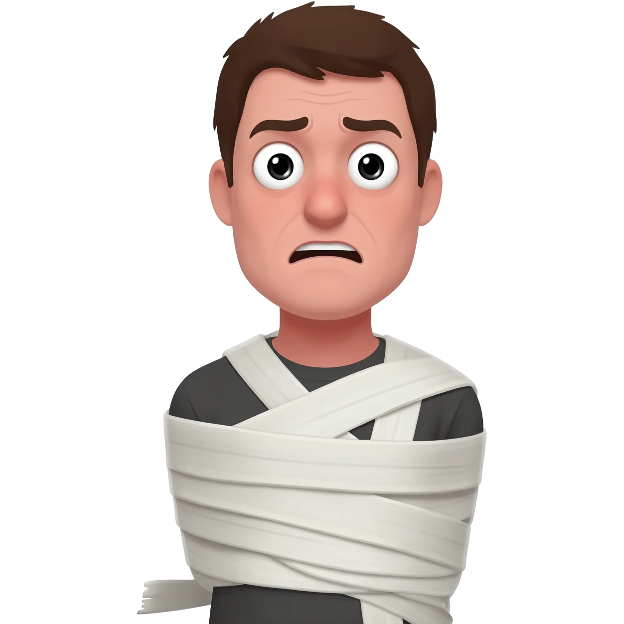 crazy person being confined in a white straitjacket from waist up emoji