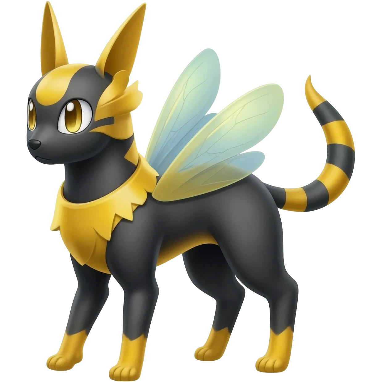 Shiny 4-legged Umbreon-Anubis-Salandit-Beedrill-fusion, full body emoji