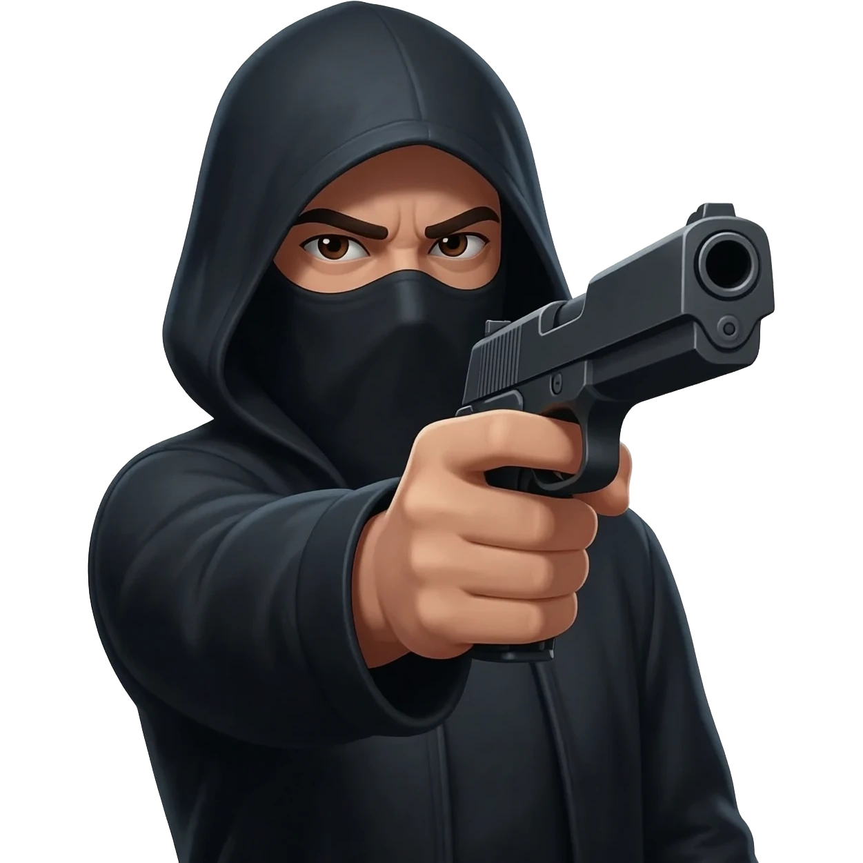Mysterious person pointing a gun emoji