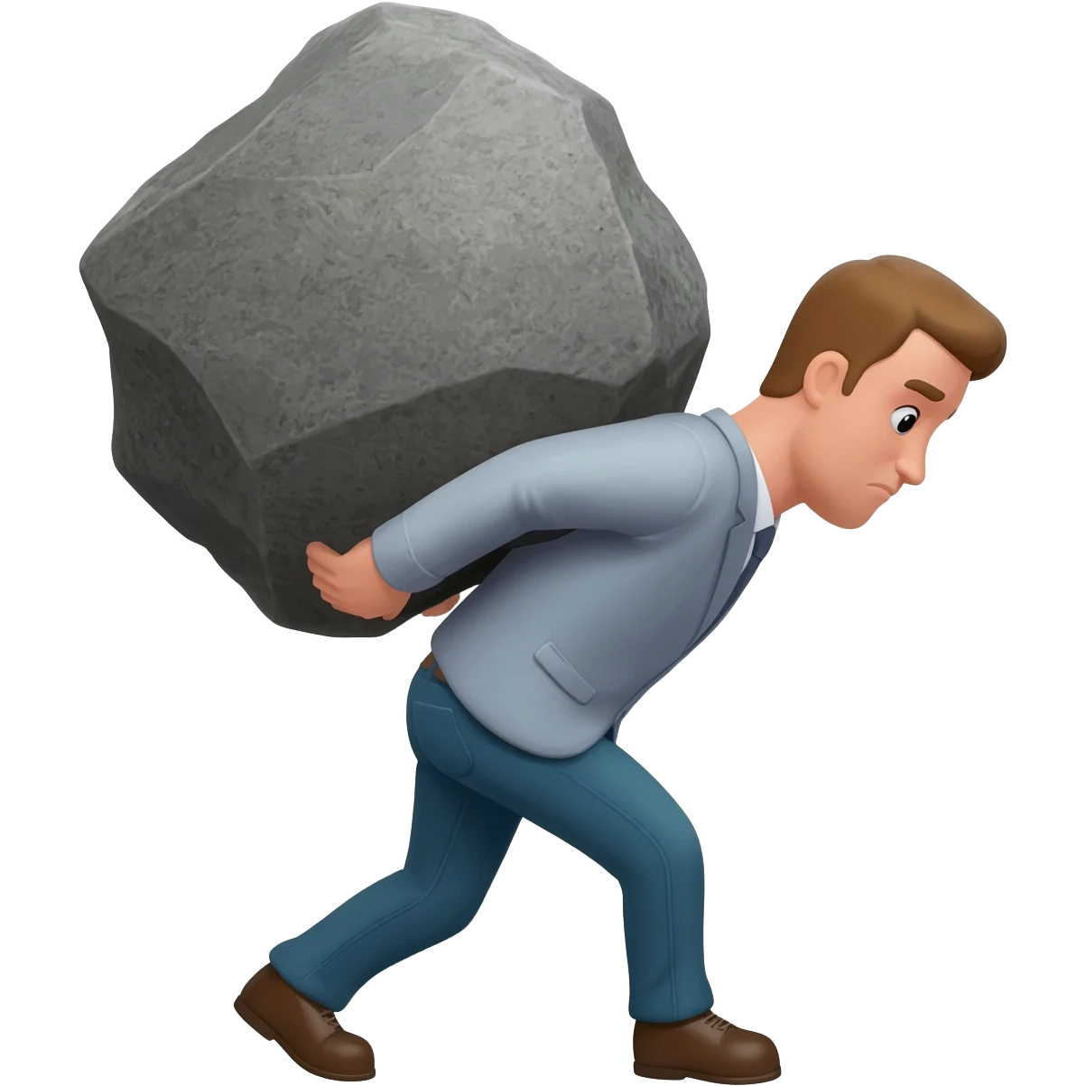 man carrying big rock overwhelmed emoji