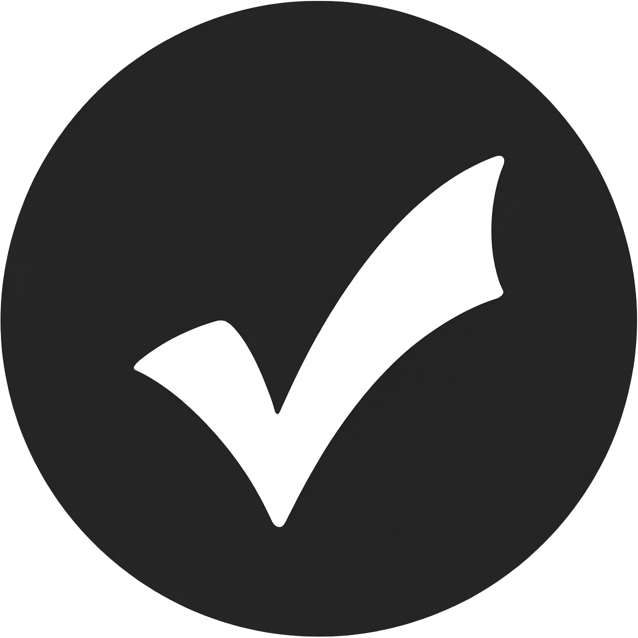 siyah yuvarlak dairenin içinde beyaz tik emoji