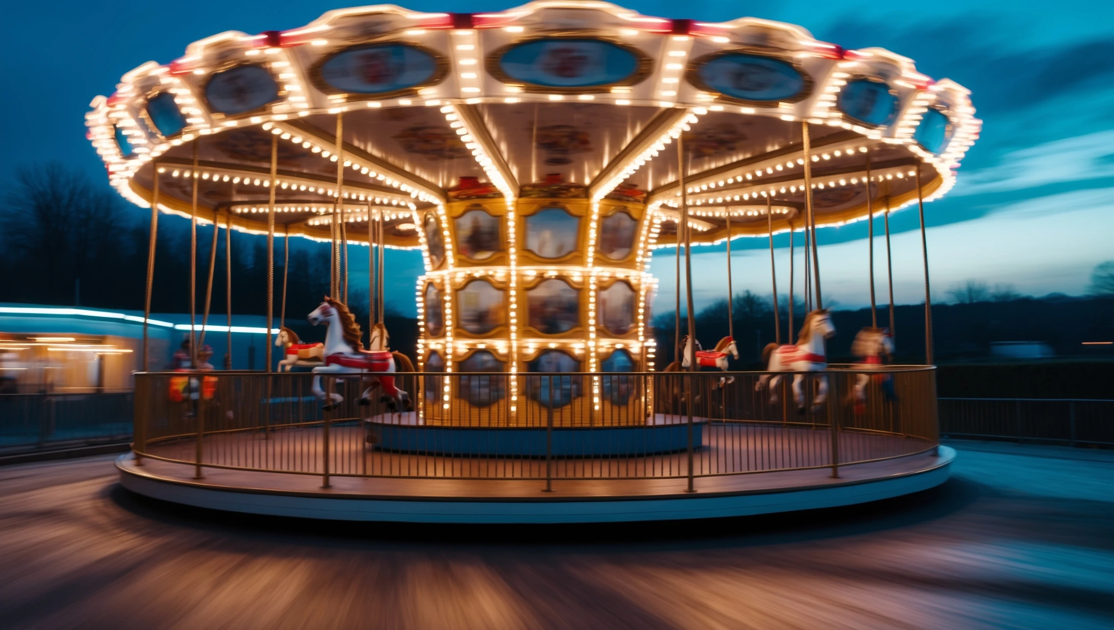 long exposure photo, a moving carousel at night emoji