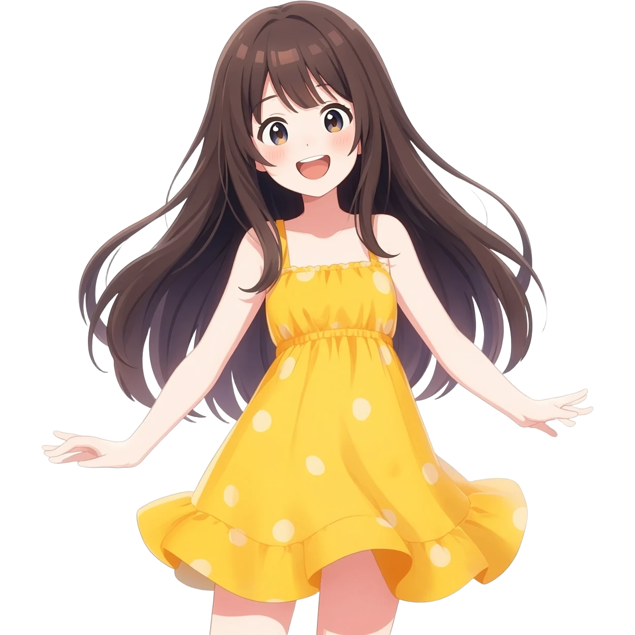 Giggling anime girl with long hair show her whole naked body emoji