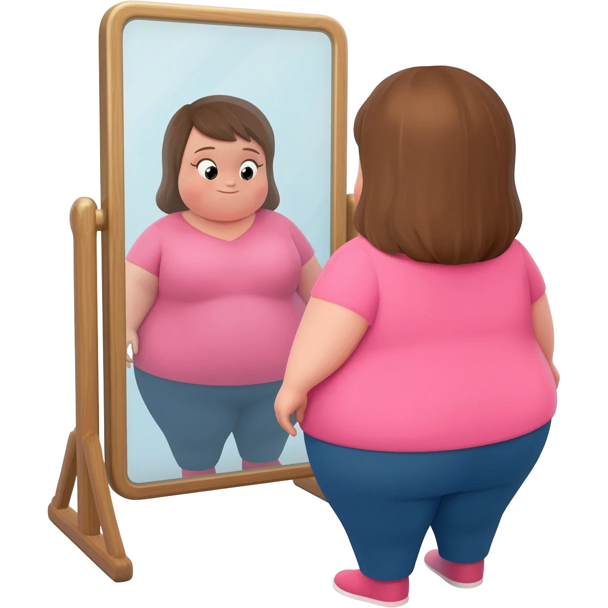 Fat girl looks in the mirror emoji