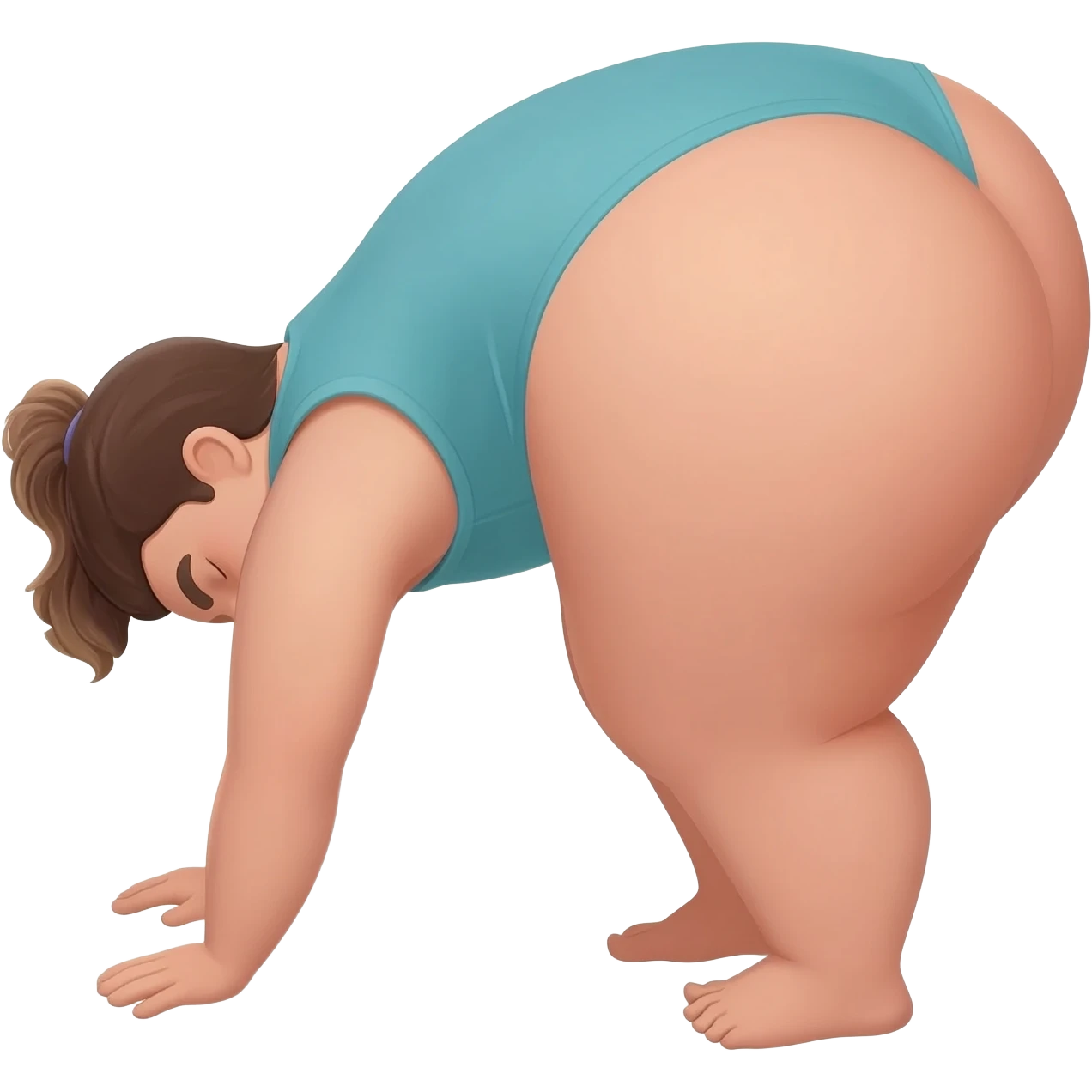 Brunette man with his face inside a bent over Brunette thick girls butt emoji