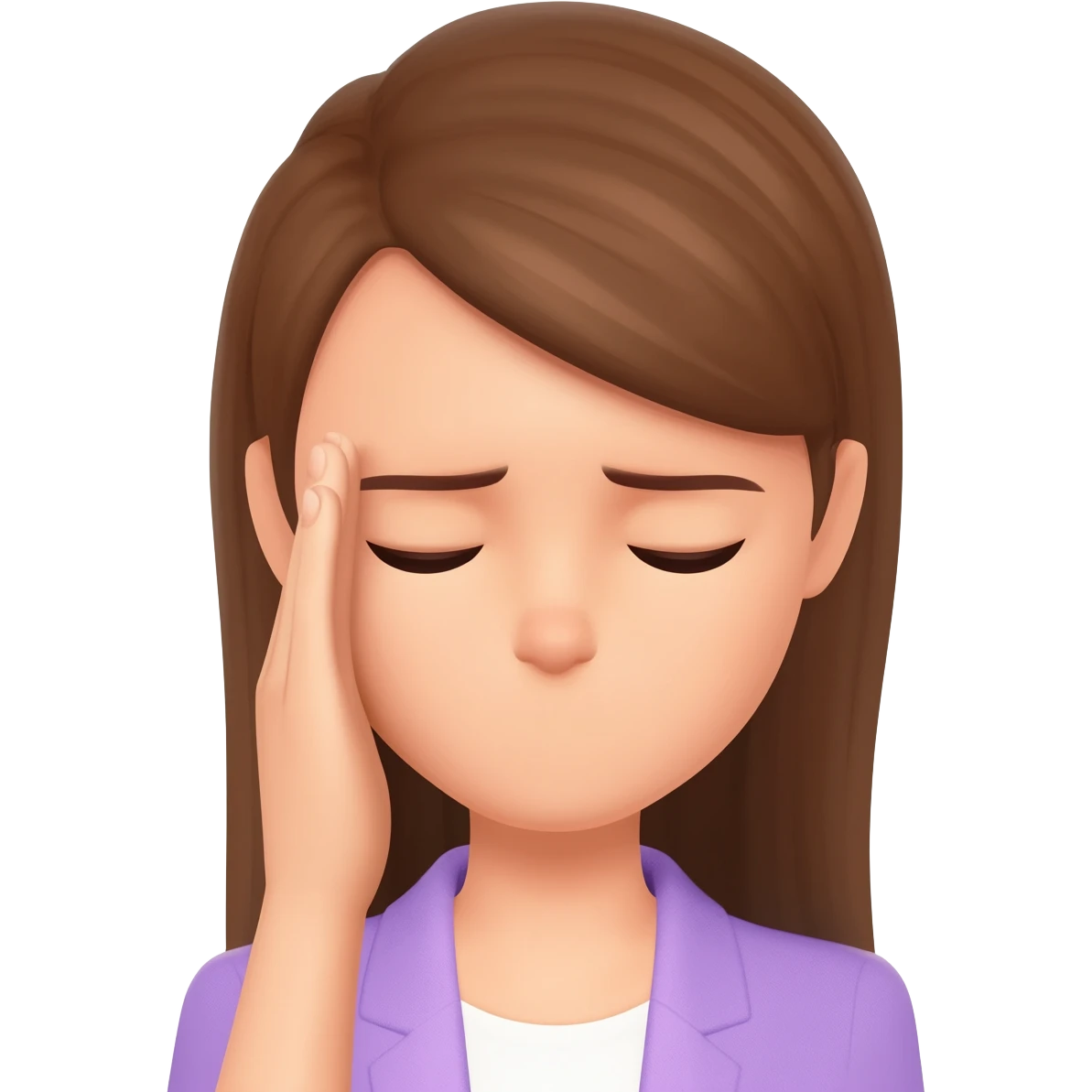 female smacking the center of her  forehead with her palm while closing her eyes emoji