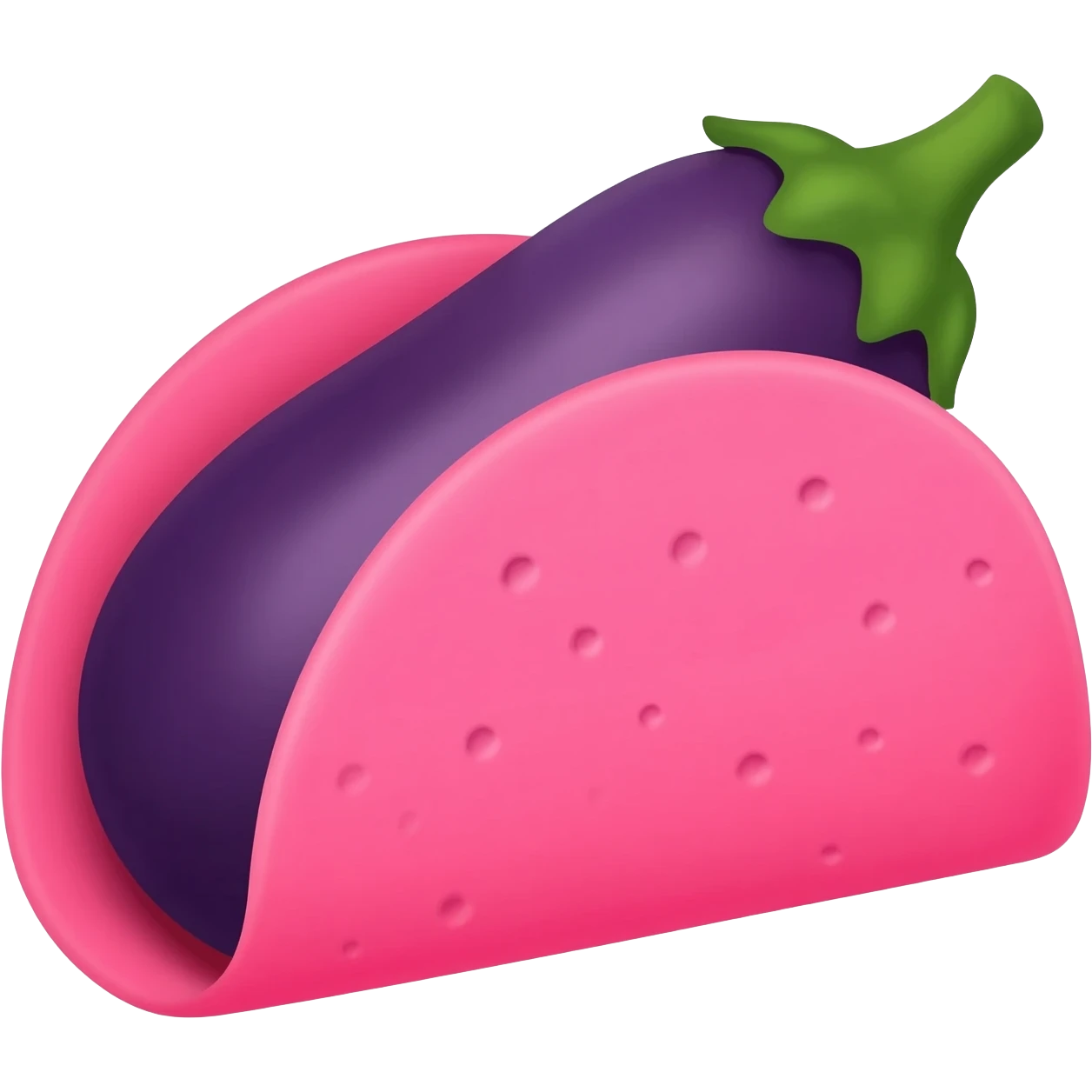 Whole Eggplant into pink taco emoji