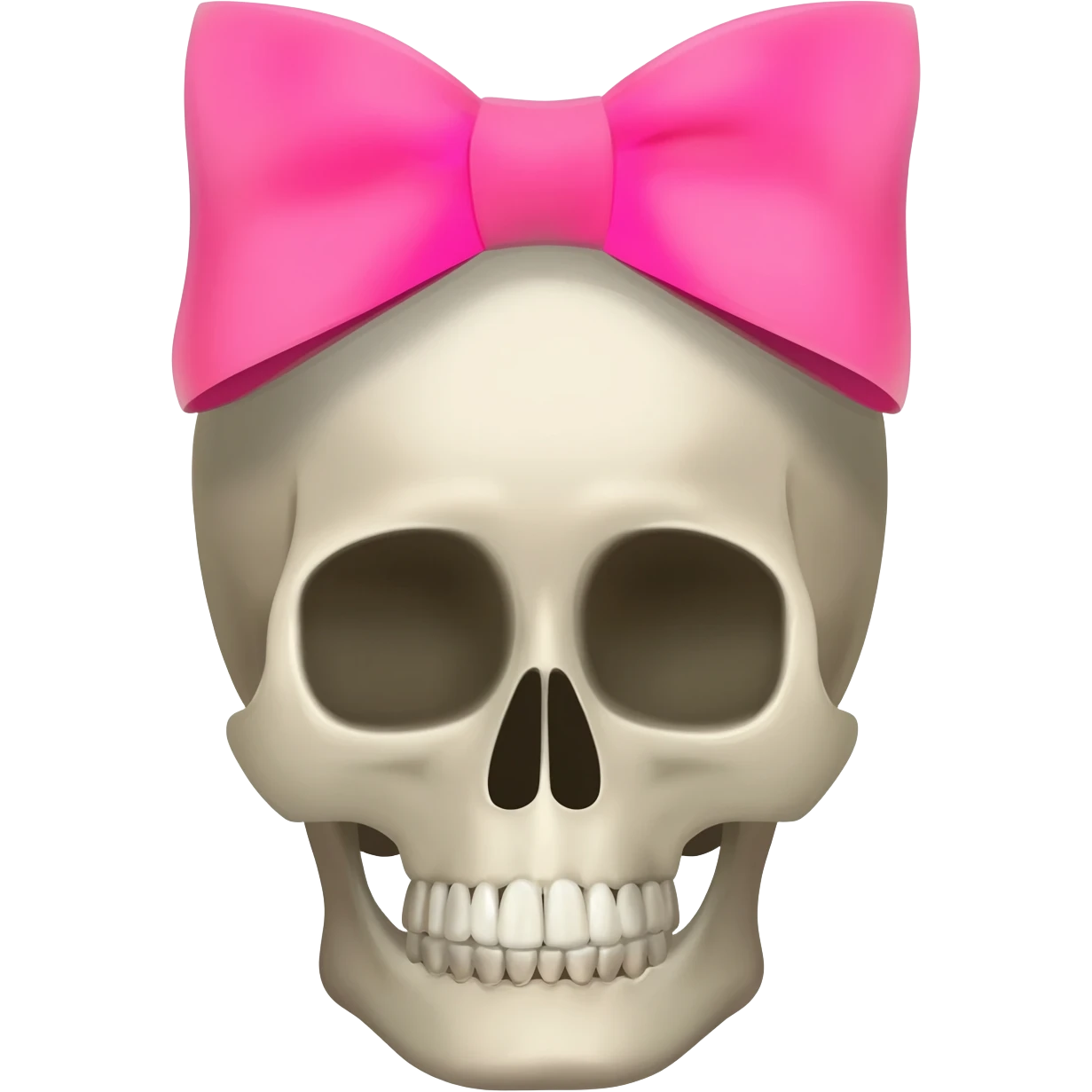A skull with a pink bow on her head emoji