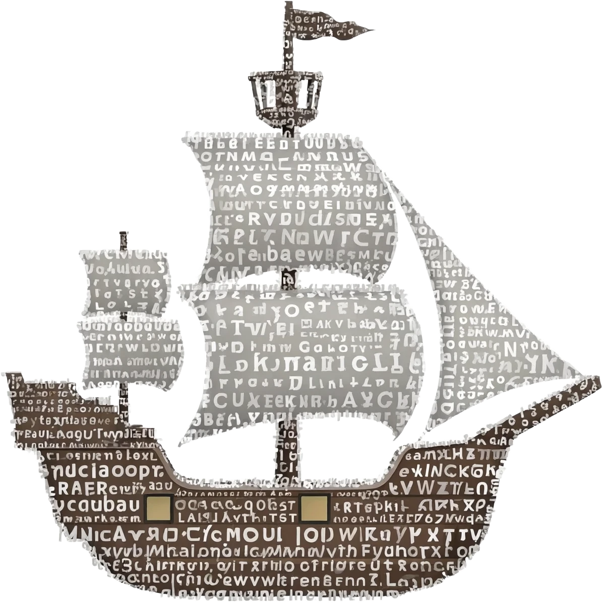 all white font pirate ship emoji
