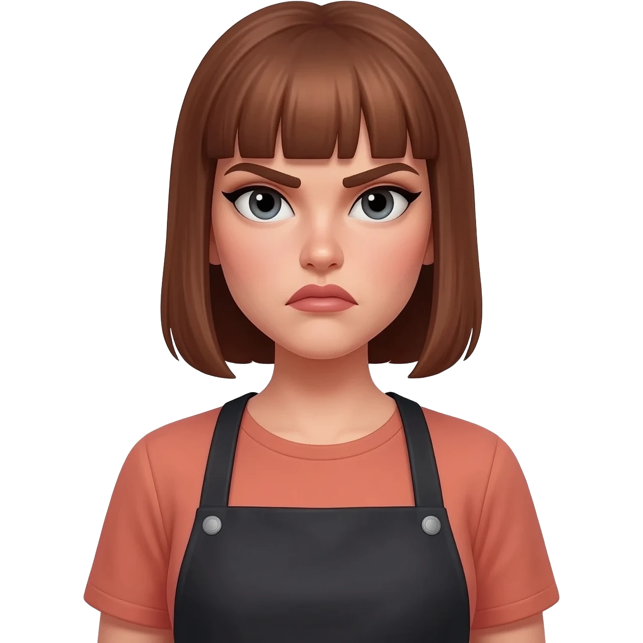 mujer vendedora de ropa arrogante y mala emoji