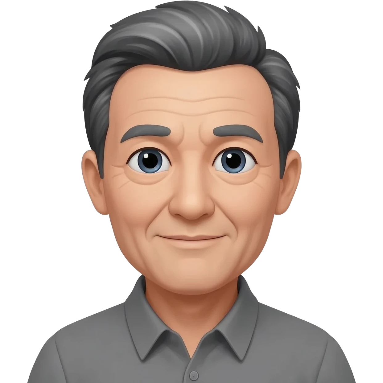 un grand père cheveux noir poivre et sel, peau blanche, sans moustache, sans barbe emoji