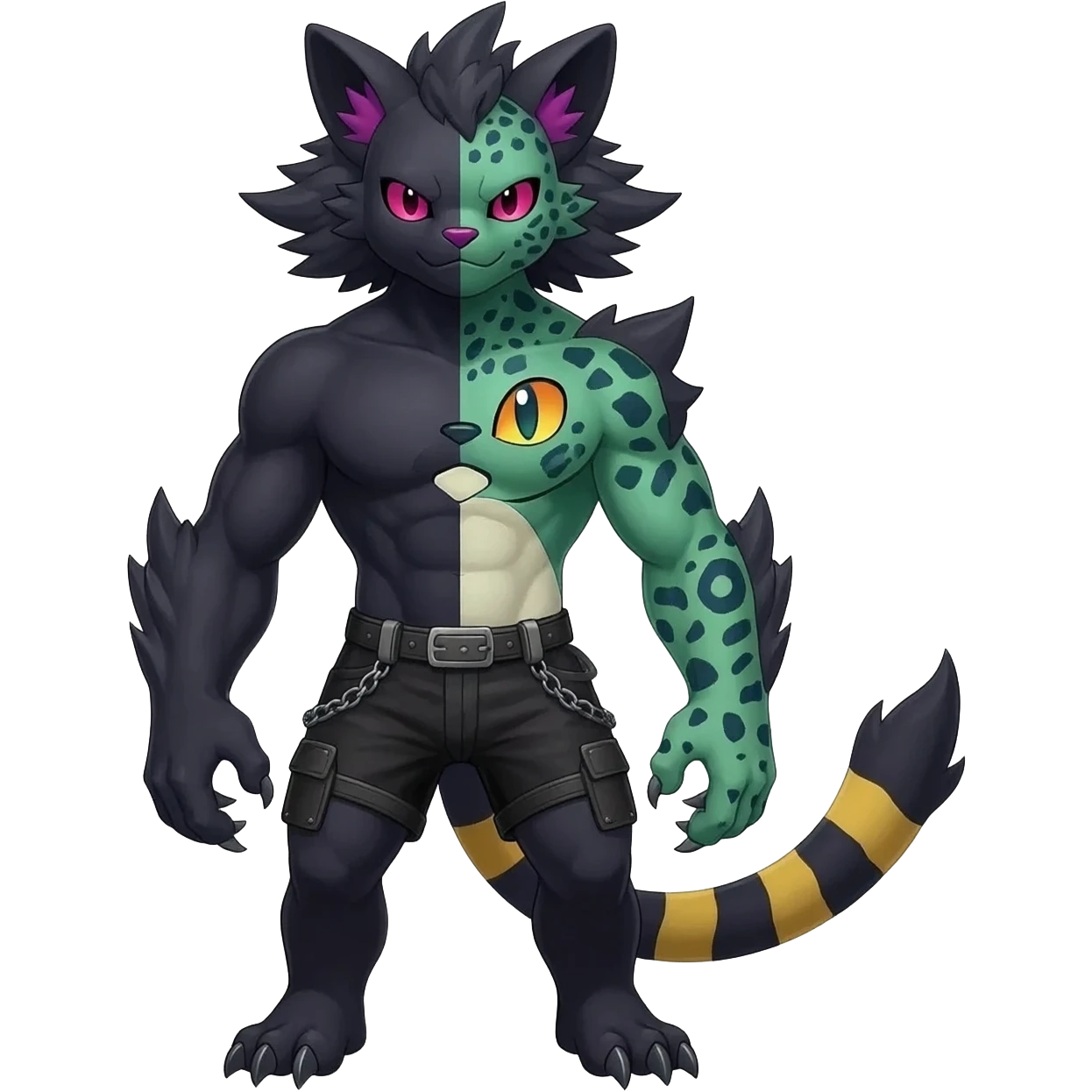 Edgy cool badass animalistic monsterous Darkrai-Umbreon-Litten-Liepard-Giratina-Fakémon-hybrid-fusion-creature  emoji