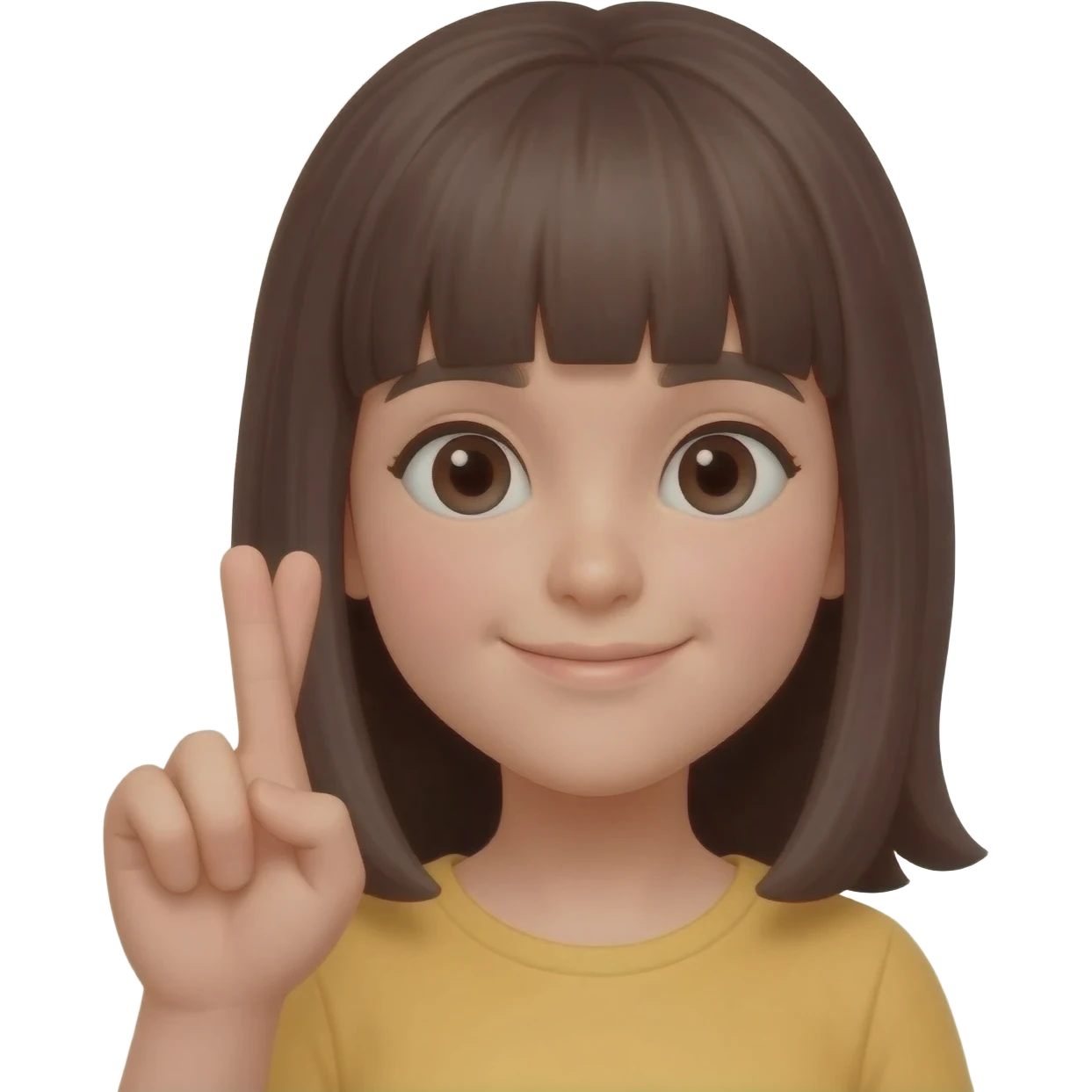 Hola me puedes crear un emoji de una niña haciendo con los dedos una tacha emoji