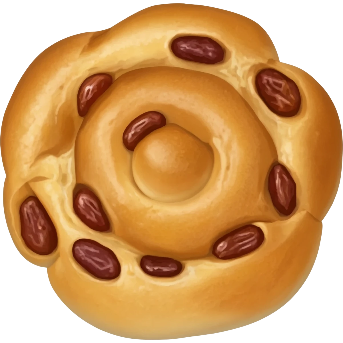 A slack emoji for the norwegian raisin sweet bun. E.g a really good wheat bun with raisins emoji