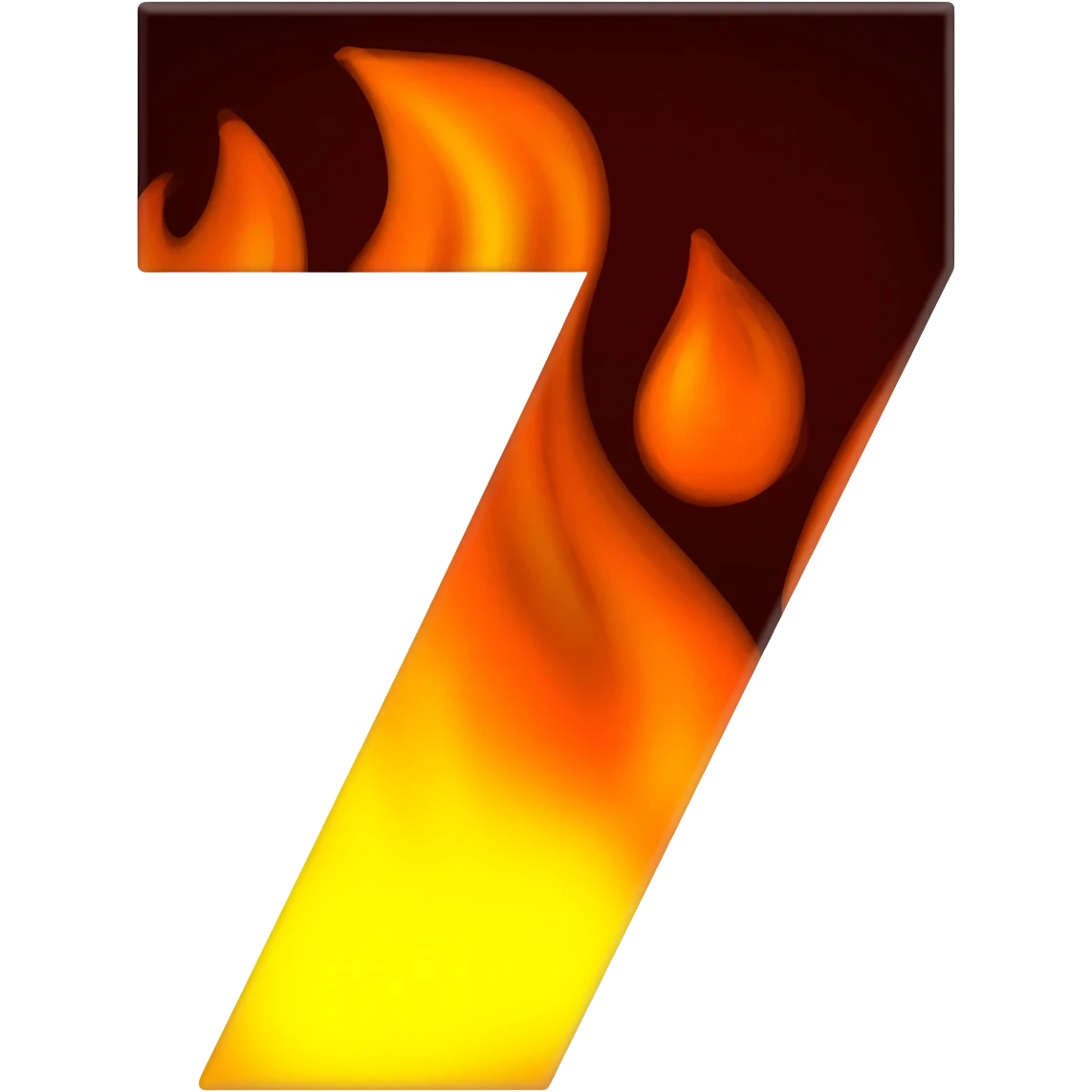 a red flaming number seven. with big flames inside it emoji