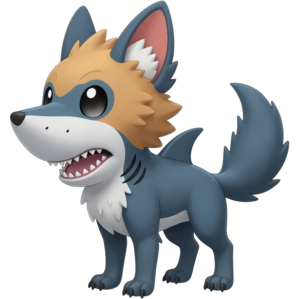 Cool 4-legged digitigrade edgy furry cute realistic Landhai-Shark-canine-Sharpedo-Hyena-hybrid-animal-Pokémon-Fakemon-fusion-creature  emoji