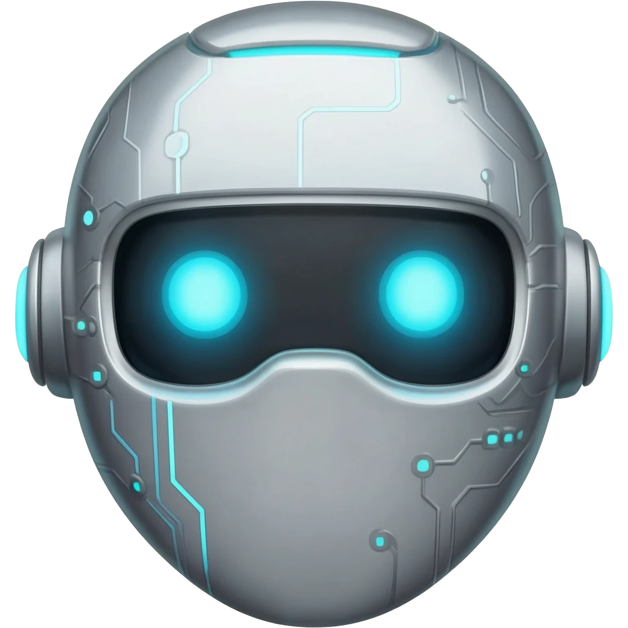 A friendly robot face with glowing eyes that represents artificial intelligence, technology, and smart machines. emoji