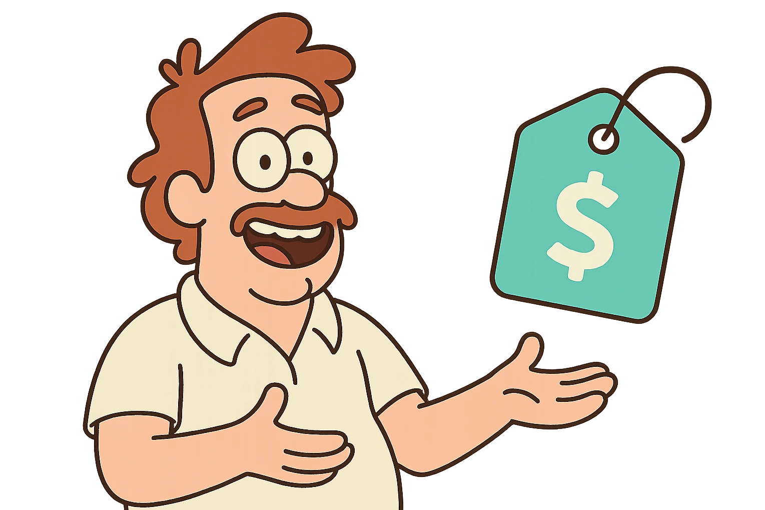 turquoise price tag icon, bold and friendly emoji