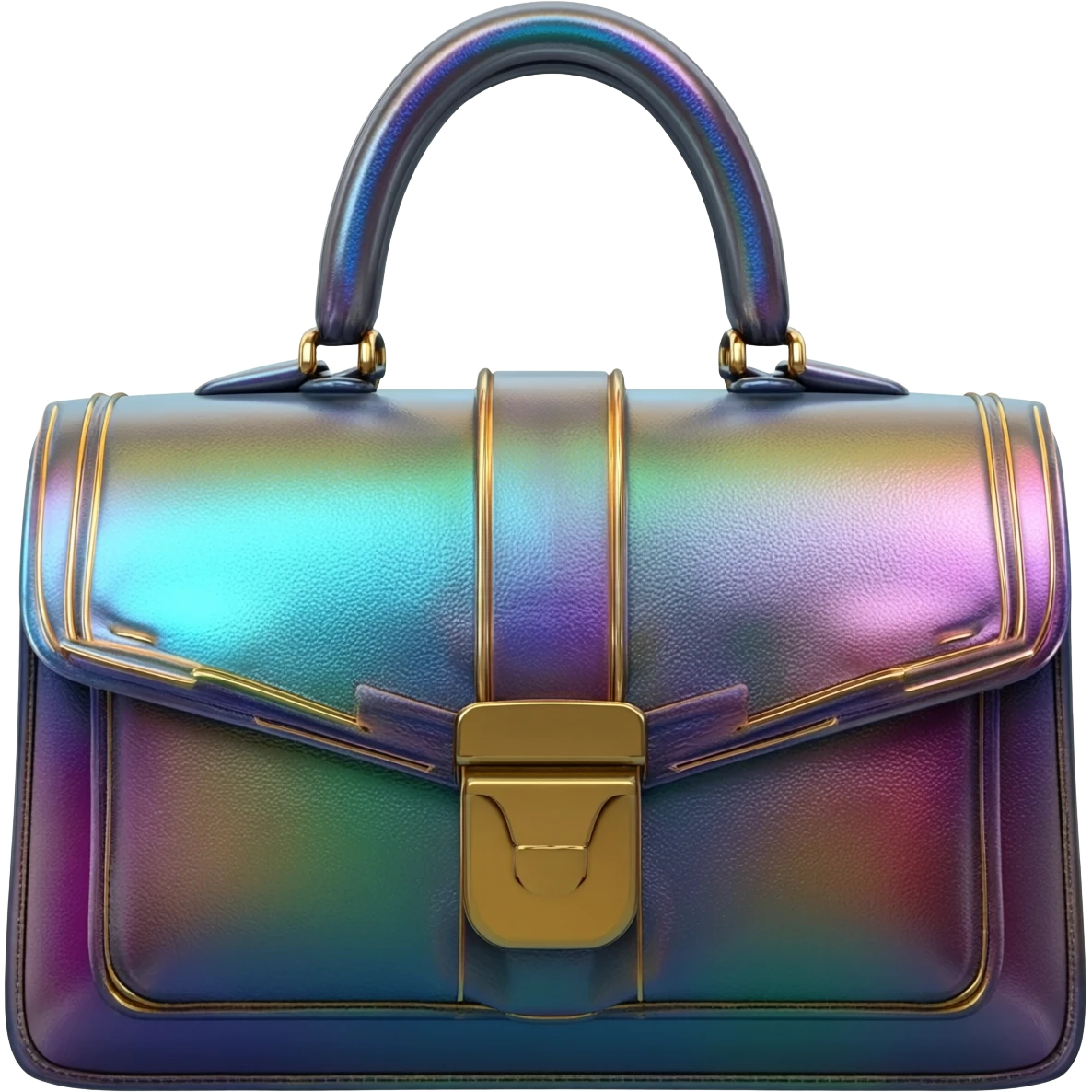 Hyperrealistic, isolated, 3d rendering, extreme detailed, shimmery, colorful BRAHMIN EMERALD LULIA CAROLINE SATCHEL  GENUINE LEATHER Bag emoji